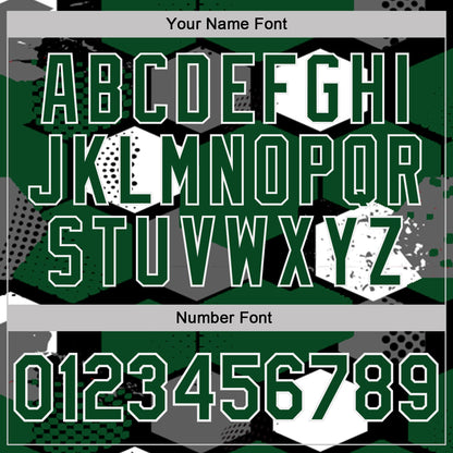 Custom Green Black Gray-White Modern Geometric Tech Hexagon Grid Performance Polo Shirt