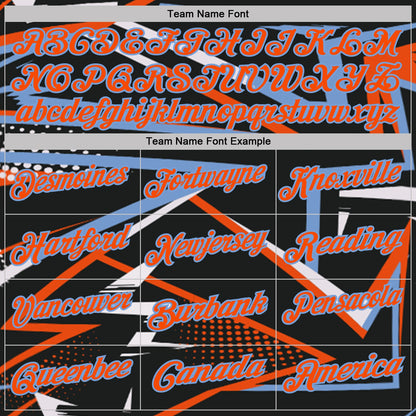 Custom Black Orange-Powder Blue Dynamic Geometric Shard Performance Polo Shirt