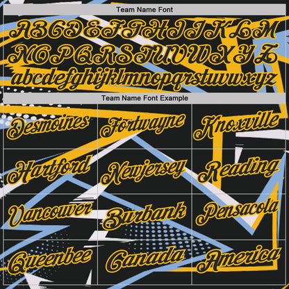 Custom Black Light Blue-Gold Dynamic Geometric Shard Performance Polo Shirt