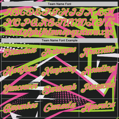 Custom Black Pink-Neon Green Dynamic Geometric Shard Performance Polo Shirt