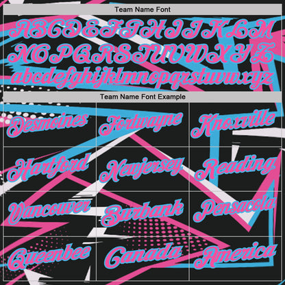 Custom Black Pink-Sky Blue Dynamic Geometric Shard Performance Polo Shirt