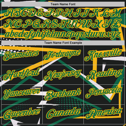 Custom Black Kelly Green-Gold Dynamic Geometric Shard Performance Polo Shirt