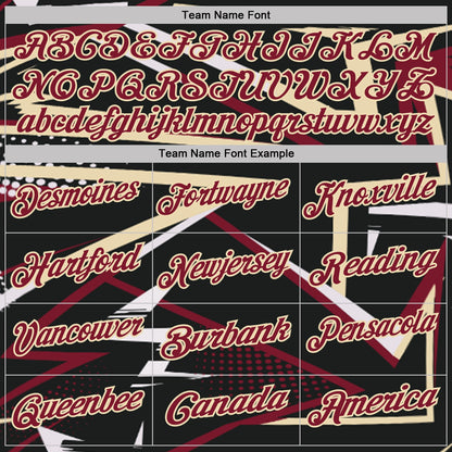 Custom Black Crimson-Cream Dynamic Geometric Shard Performance Polo Shirt