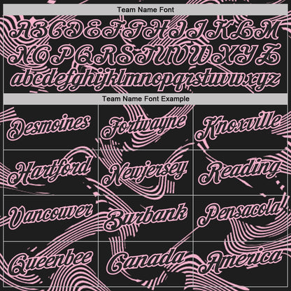 Custom Black-Light Pink 3D Pattern Abstract Fluid Swirl Line Performance Polo Shirt