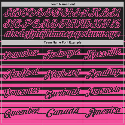 Custom Black-Pink Horizontal Gradient Stripe Performance Polo Shirt
