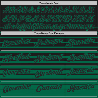 Custom Black-Kelly Green Horizontal Gradient Stripe Performance Polo Shirt