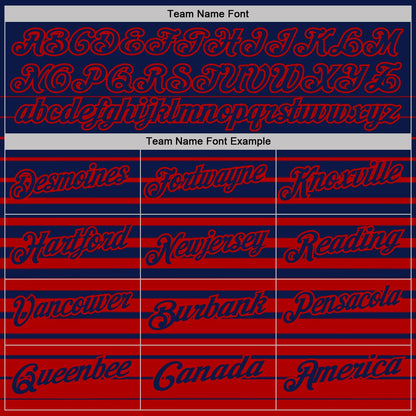 Custom Navy-Red Horizontal Gradient Stripe Performance Polo Shirt