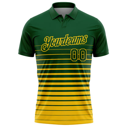 Custom Green-Yellow Horizontal Gradient Stripe Performance Polo Shirt