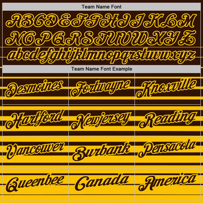 Custom Brown-Yellow Horizontal Gradient Stripe Performance Polo Shirt