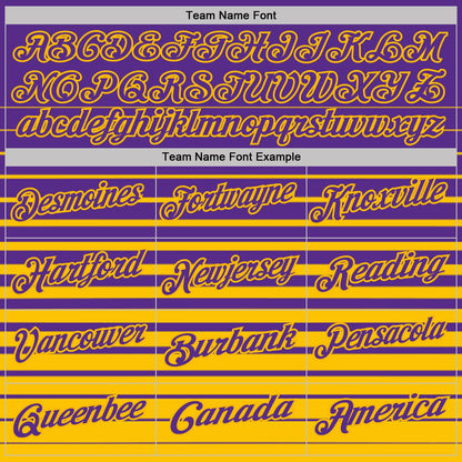 Custom Purple-Gold Horizontal Gradient Stripe Performance Polo Shirt
