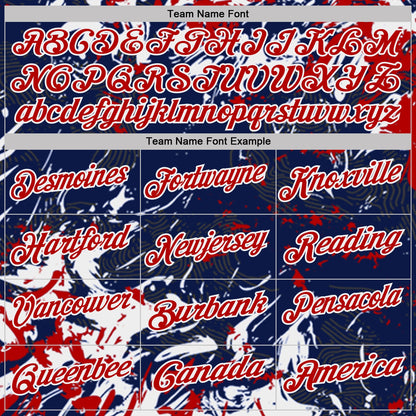 Custom Navy Red-White Dynamic Splatter Brush Stroke Performance Polo Shirt