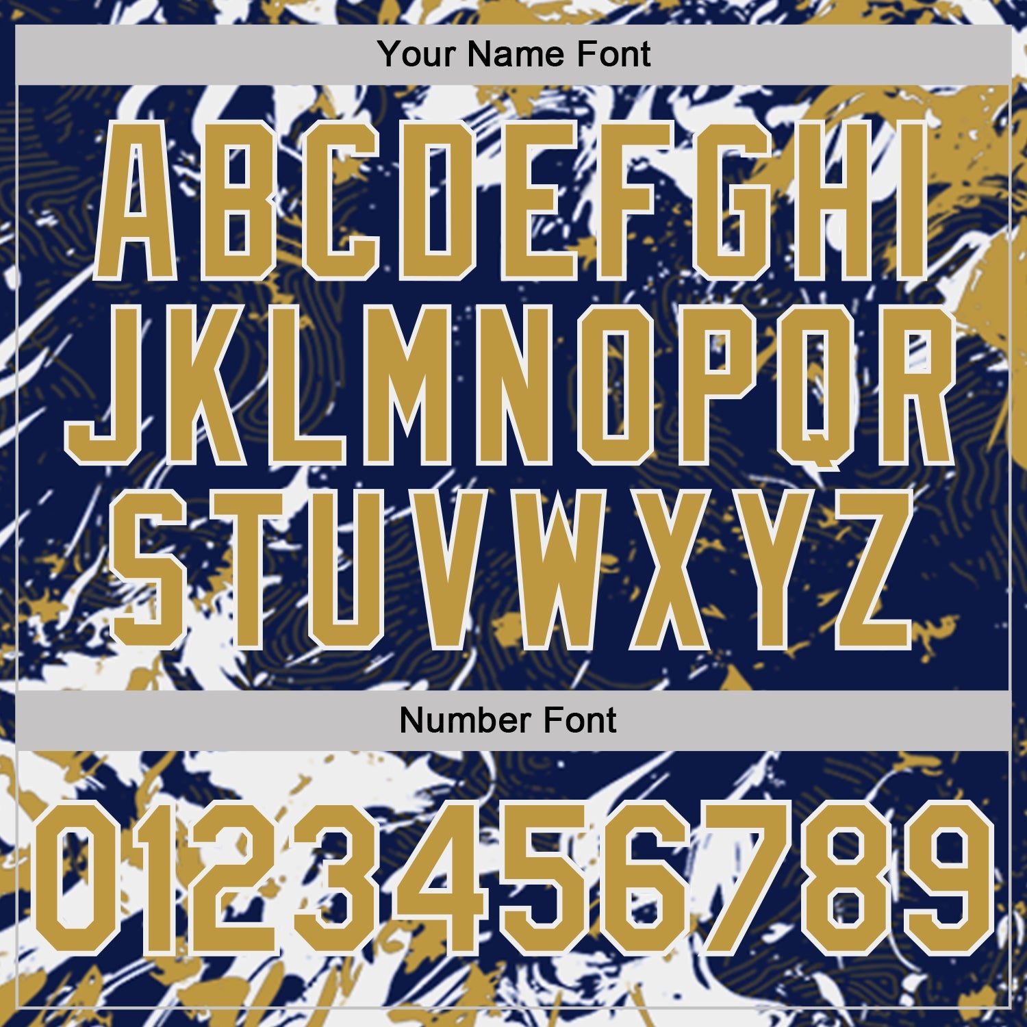 Custom Navy Old Gold-White Dynamic Splatter Brush Stroke Performance Polo Shirt