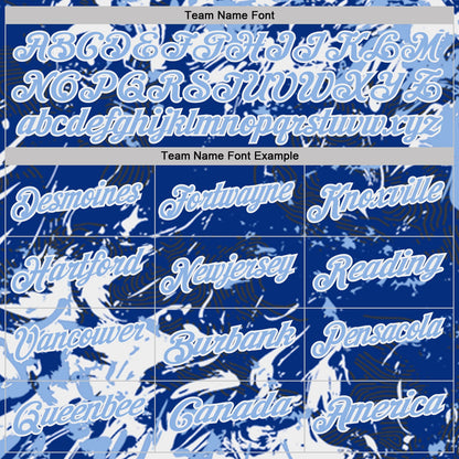 Custom Royal Light Blue-White Dynamic Splatter Brush Stroke Performance Polo Shirt