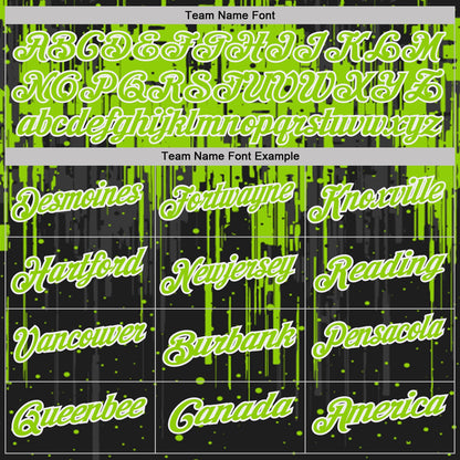 Custom Black Neon Green-White Dripping Splatter Paint Performance Polo Shirt