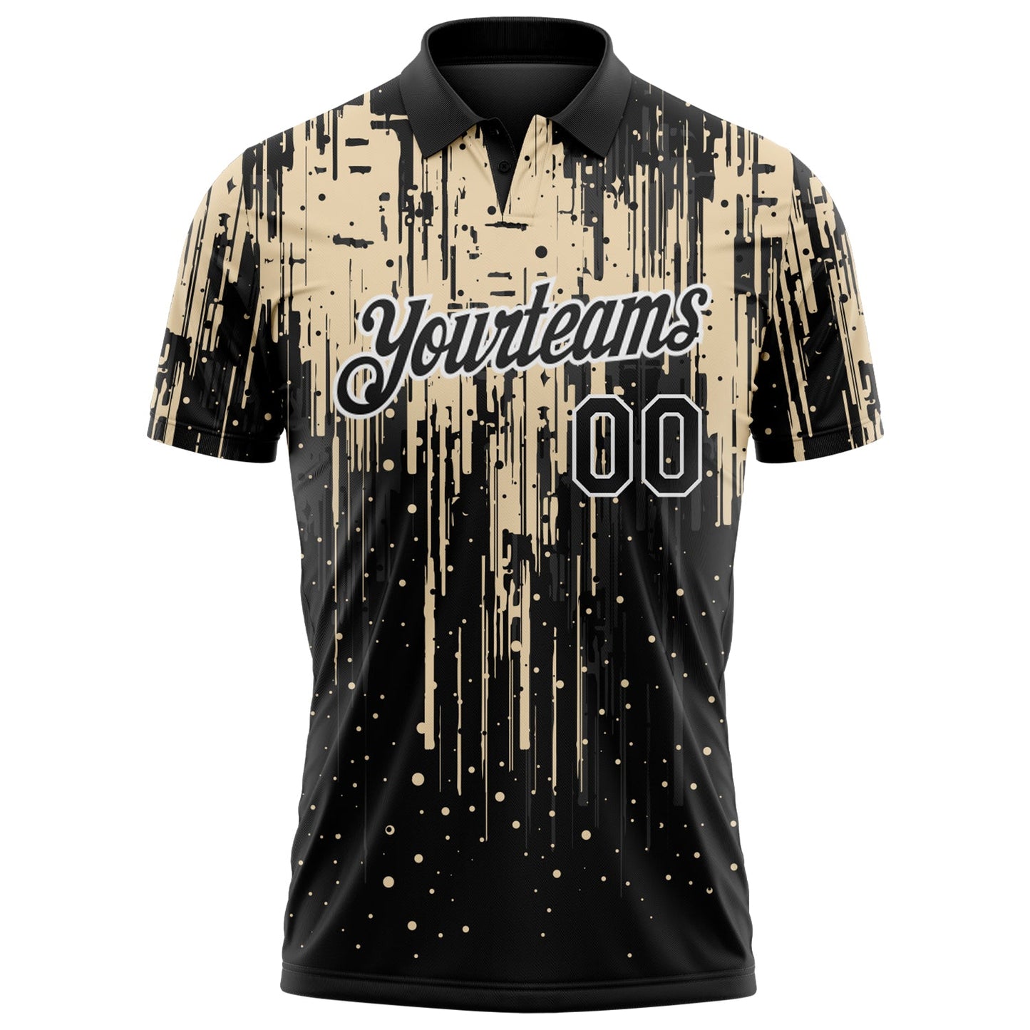 Custom Black City Cream-White Dripping Splatter Paint Performance Polo Shirt