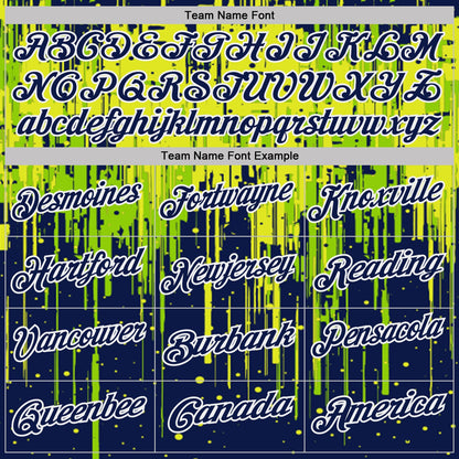 Custom Navy Neon Green Neon Yellow-White Dripping Splatter Paint Performance Polo Shirt