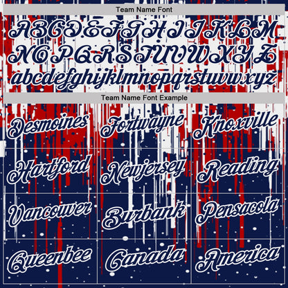 Custom Navy Red-White Dripping Splatter Paint Performance Polo Shirt
