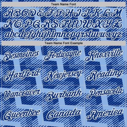Custom Royal Light Blue-White Geometric Block Diagonal Line Hatching Performance Polo Shirt