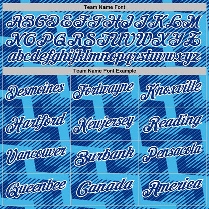 Custom Royal Sky Blue-White Geometric Block Diagonal Line Hatching Performance Polo Shirt