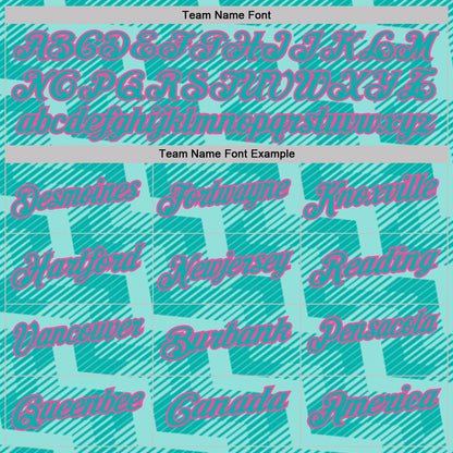 Custom Aqua Ice Blue-Pink Geometric Block Diagonal Line Hatching Performance Polo Shirt