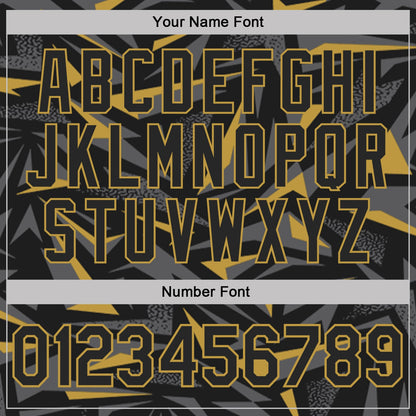 Custom Black Steel Gray-Old Gold Cyber Mecha E-sport Geometric Shards Spike Performance Polo Shirt