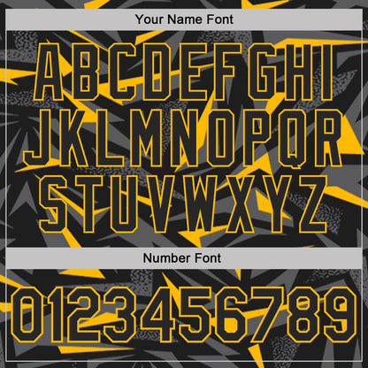 Custom Black Steel Gray-Gold Cyber Mecha E-sport Geometric Shards Spike Performance Polo Shirt