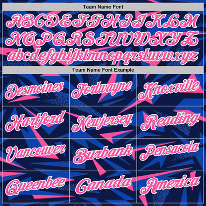 Custom Navy Pink Thunder Blue-White Cyber Mecha E-sport Geometric Shards Spike Performance Polo Shirt