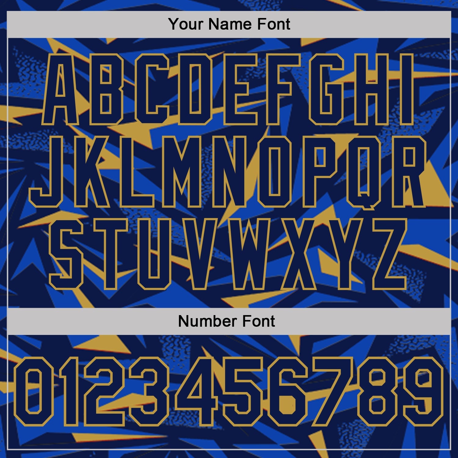 Custom Navy Thunder Blue-Old Gold Cyber Mecha E-sport Geometric Shards Spike Performance Polo Shirt