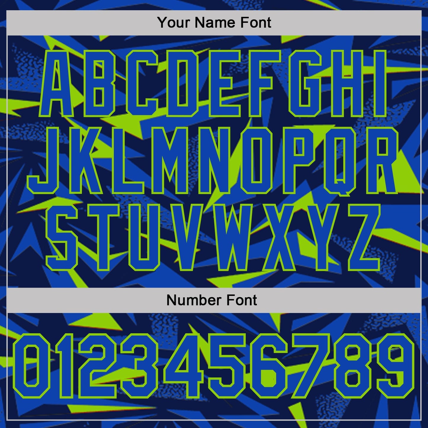 Custom Navy Thunder Blue-Neon Green Cyber Mecha E-sport Geometric Shards Spike Performance Polo Shirt