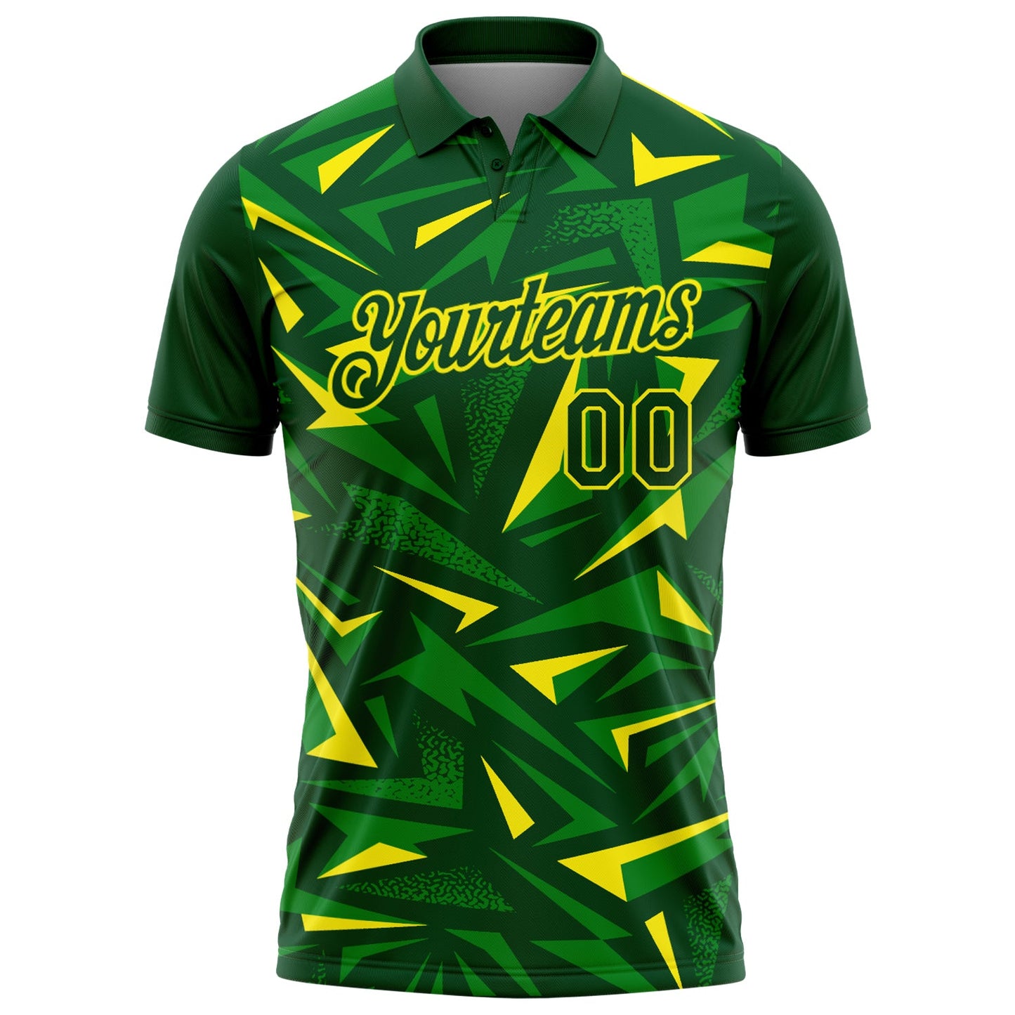 Custom Green Grass Green-Light Yellow Cyber Mecha E-sport Geometric Shards Spike Performance Polo Shirt