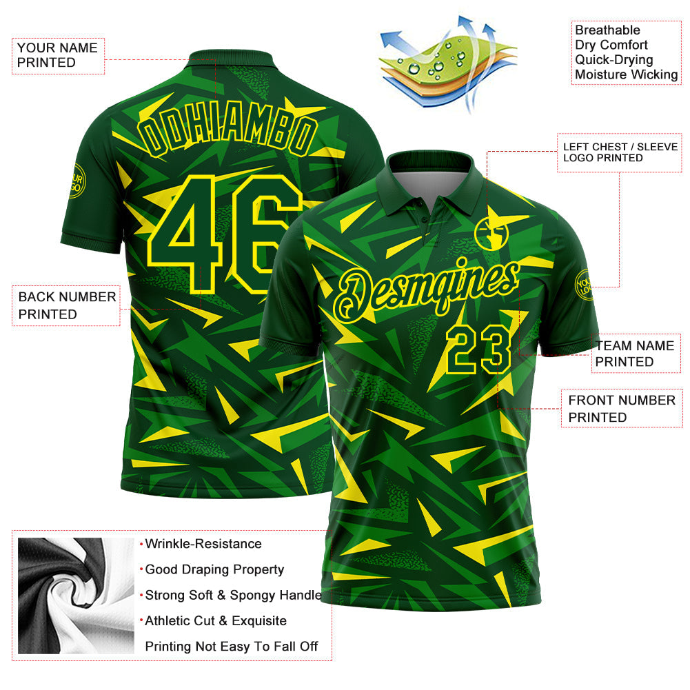 Custom Green Grass Green-Light Yellow Cyber Mecha E-sport Geometric Shards Spike Performance Polo Shirt