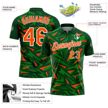 Custom Green Orange Grass Green-White Cyber Mecha E-sport Geometric Shards Spike Performance Polo Shirt