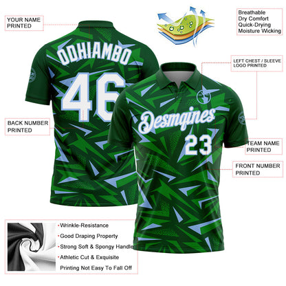Custom Green White Grass Green-Light Blue Cyber Mecha E-sport Geometric Shards Spike Performance Polo Shirt