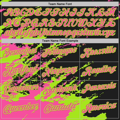 Custom Black Pink-Neon Green Brush Stroke Shatter Splatter Performance Polo Shirt