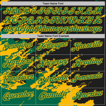 Custom Black Kelly Green-Gold Brush Stroke Shatter Splatter Performance Polo Shirt