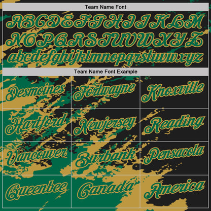 Custom Black Kelly Green-Old Gold Brush Stroke Shatter Splatter Performance Polo Shirt