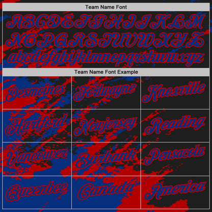 Custom Black Royal-Red Brush Stroke Shatter Splatter Performance Polo Shirt