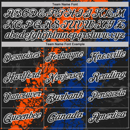Custom Black Orange Royal-White Dripping Splatter Cracked Texture Performance Polo Shirt