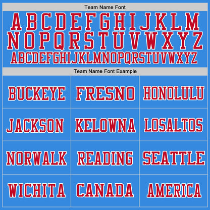 Custom Powder Blue Red-White Mesh Authentic Throwback Football Jersey