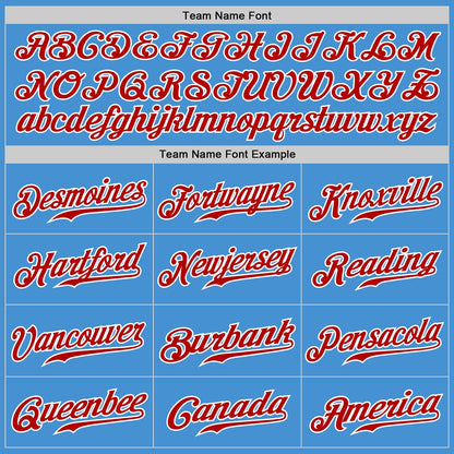 Custom Powder Blue White Pinstripe Red-White Authentic Baseball Jersey