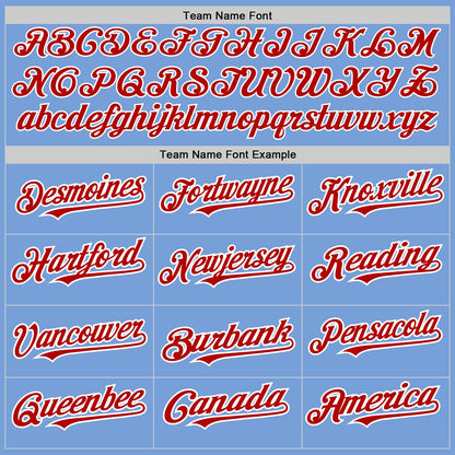Custom Powder Blue White Pinstripe Red Authentic Baseball Jersey