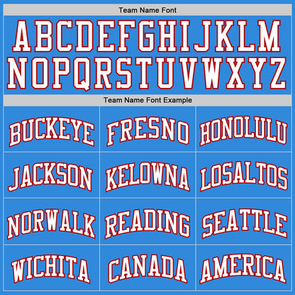 Custom Powder Blue White-Red Authentic Basketball Jersey