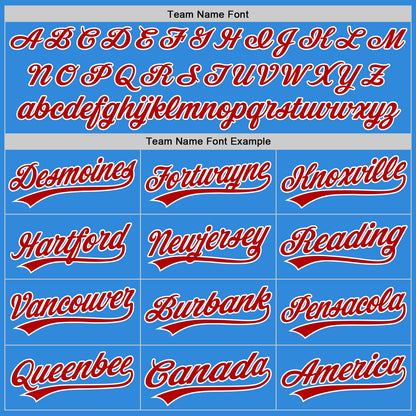 Custom Stitched Powder Blue Red-White Baseball Pullover Sweatshirt Hoodie