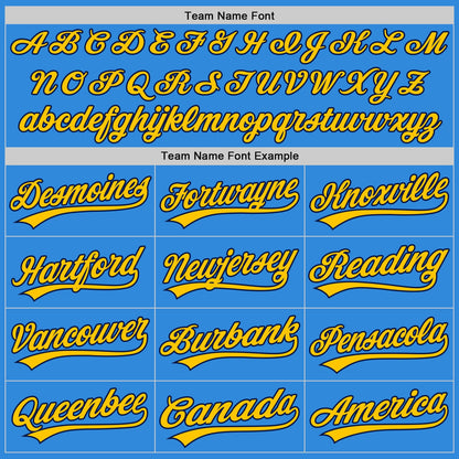 Custom Stitched Powder Blue Navy-Yellow Baseball Pullover Sweatshirt Hoodie