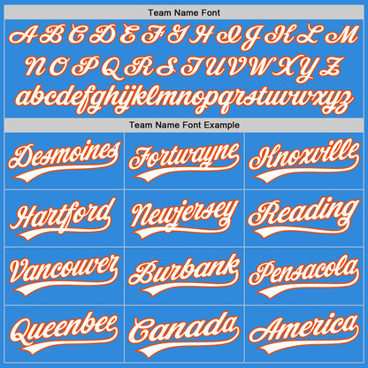 Custom Stitched Powder Blue White-Orange Baseball Pullover Sweatshirt Hoodie