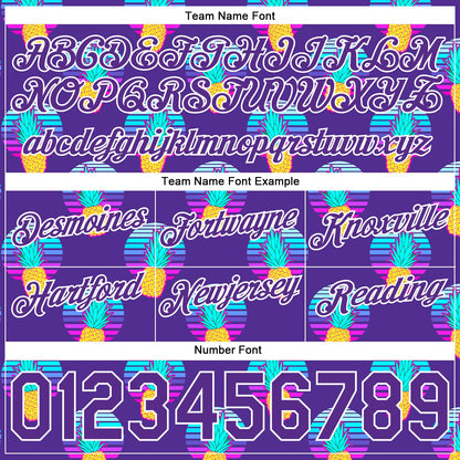 Custom Purple Purple-White 3D Pattern Design Pineapples Authentic Basketball Shorts