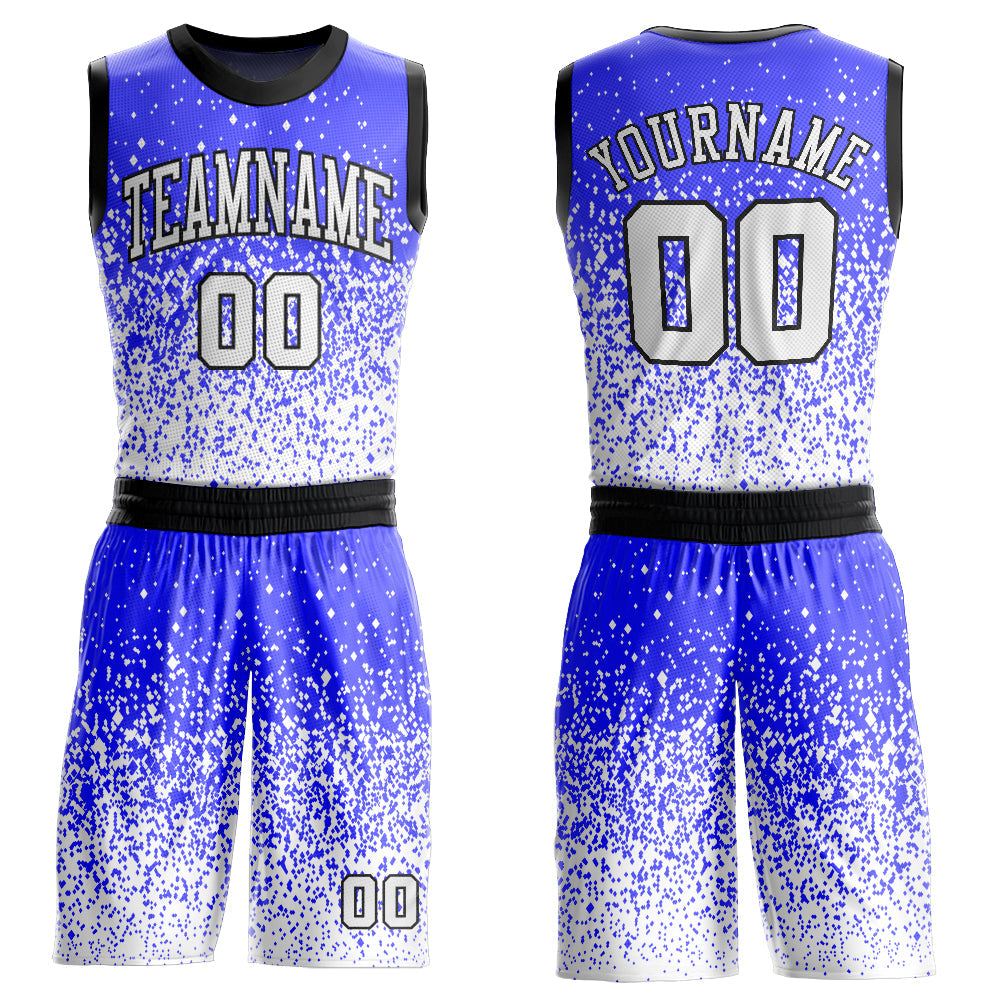 Custom Purple White-Black Round Neck Sublimation Basketball Uniform Jersey