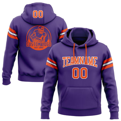 Custom Stitched Purple Orange-White Football Pullover Sweatshirt Hoodie