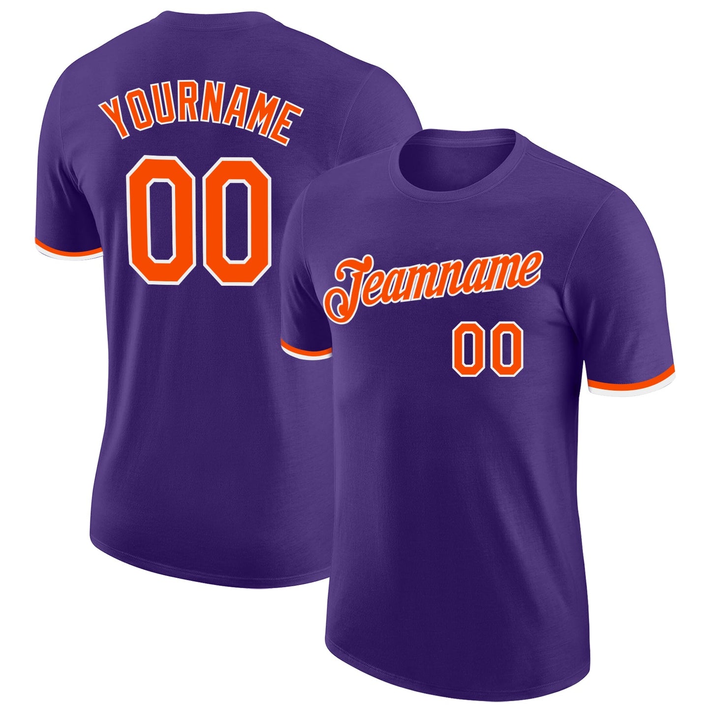 Custom Purple Orange-White Performance T-Shirt