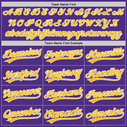 Custom Stitched Purple Gold-White Baseball Pullover Sweatshirt Hoodie
